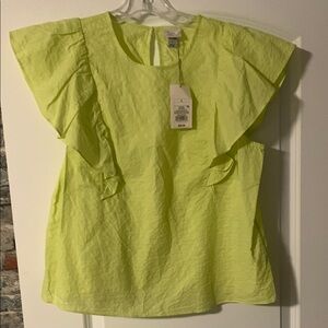 A New Day Green Flutter Sleeve Blouse